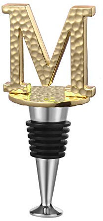 Miicol Personalised Champagne Stopper - Gold Initial Letter M, Funny Prosecco Gift for Wine Lovers, Kitchen Decor