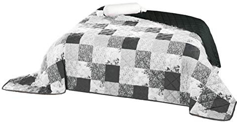 MB Warenhandel24 XXL Tagesdecke Allzweckdecke 220x240 cm Patchwork Landhaus Sofa Bettüberwurf (Anthrazit Patchwork, ca. 220x240 cm)