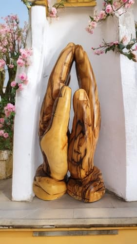 CleanPrince Betende Hände Holzfigur stehend 15 cm Olivenholz aus Israel Gebet Olivenholzfigur handgefertigt Holz