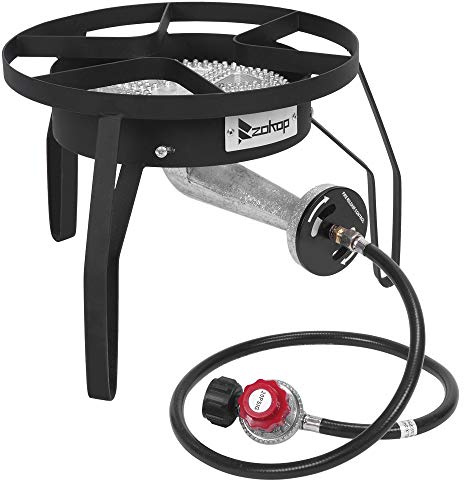 200 000 BTU rotonda resistente stufa a gas propano per esterni, stufa a gas propano portatile in ghisa con regolatore regolabile da 0 a 20 psi per birra fatta in casa, friggere tacchino