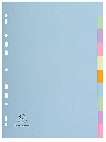 Exacompta 1610E Pastell-Register Forever 10er Pack für DIN A4 aus Recyclingkarton 10-teilig volle Höhe 22 x 29,7 cm vollfarbig 2 x 5 Farben Blauer Engel Pastellcolor Aquarel Trennblätter Trennstreifen