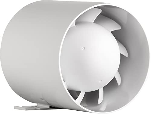 SYSTERM Kleine Universal Kanallüfter aRc Ø 100 mm / 10 cm mit Kugellager Axial Rohrlüfter Zuluft/Abluft Rohrventilator Lüfter niedrigem Energieverbrauch 15W, Hohe Effizienz 104 m3/h