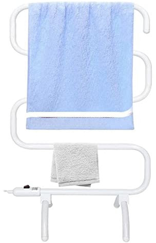 WPHH Scaldasalviette Elettrico da Terra A 5 Barre Portasciugamani Riscaldato in Acciaio Dolce Bianco per Bagno, Termoarredo Elettrico Autoportante da con Interruttore Impermeabile