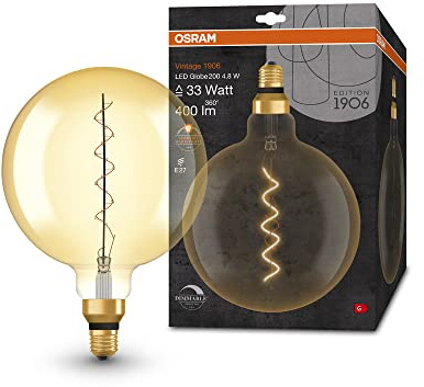 Osram Dimmbare LED-Lampen, Vintage-Edition, Gold, 33W-Ersatz | LED-Lampe, weiß, 200 mm Durchmesser, 15.000 h, 1 Stück