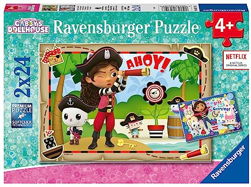 Ravensburger Puzzle Gabby's Dollhouse Auf zur Piraten-Party! - 2x24 Teile | 2x24 Teile Gabby's Dollhouse Puzzle, Kinderpuzzle ab 4 Jahre, Ravensburger Qualität
