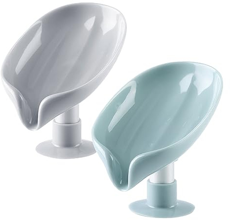 JSKWIKE 2 Pcs Porte Savon Ventouse Support Savon Douche Porte Eponge Evier Cuisine Porte Savons avec Drain Nettoyage Facile SéChage Rapide sans Percage