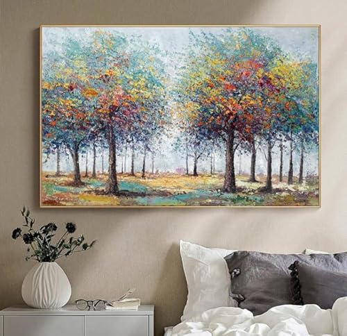 UEHVVF Abstrakte Bäume Leinwand Poster Moderne Kunst Bunte Bäume Bilder Und Drucke Wohnzimmer Home Wanddekoration Rahmenlos (Multicolor,70 * 100CM)