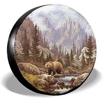 Orso Grizzly Copri Ruota Di Scorta Vintage Ruota Di Scorta Coperture Della Carino Copriruota Per Auto Universale Per Auto Suv Truck 17Inch