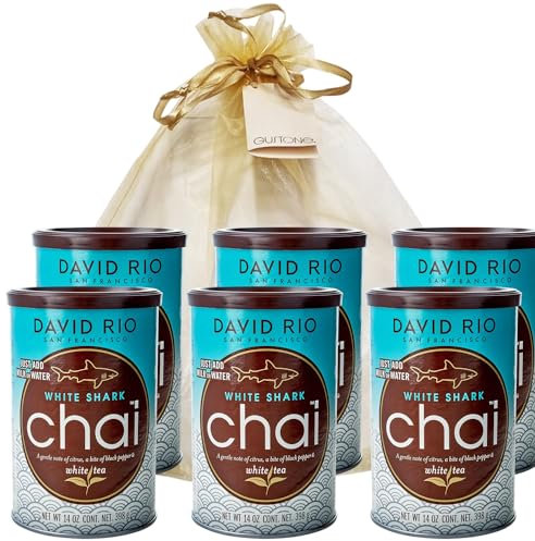 GUSTONE. David Rio Geschenkset White Shark White Tea 6 x 398g Dosen Chai Latte