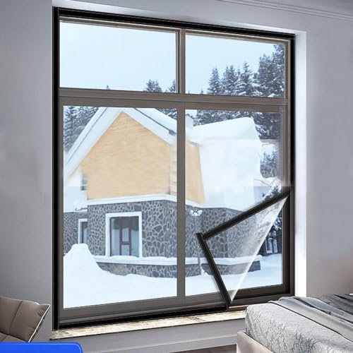 Fensterisolierung,Isolierung Fensterfolie, Benutzerdefinierte Größe Fenster tragbarer temporärer Thermo-Fenstervorhang for den Winter, wärmeisolierte Vorhang-Fensterfolie (60 x 100 cm) (Size : 180x13