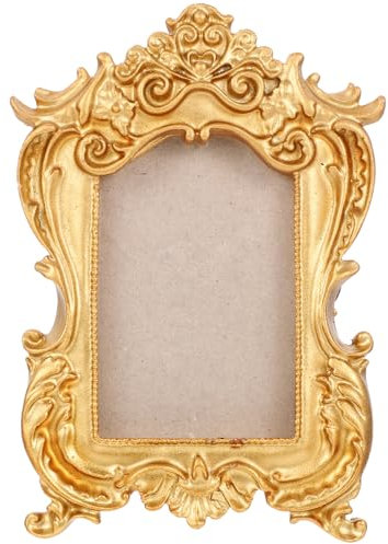 Amosfun Mini Ornate Frame, 4x6cm Vintage European Style Embossed Photo Frames, Decorative Antique Tabletop Photo Display Stand for Home, Office