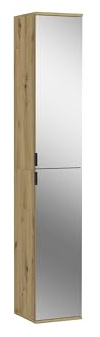 xonox.home - Spiegelschrank Projekt X 30x193x34 cm Front und Korpus Artisan Eiche - Hochschrank mit Spiegel Schrank Mehrzweckschrank Garderobenschrank - multifunktional und erweiterbar