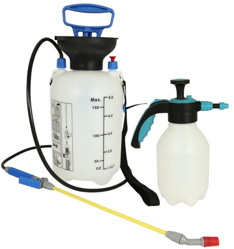 MePla - Handdrucksprüher 2L + Gartenspritze 5L - ideal für Haus & Garten