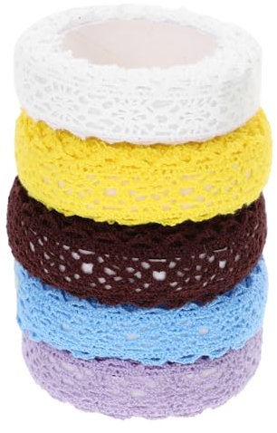 GRADENEVE 5rollen Elegant Spitzenband Selbstklebendes Dekoband Für Bastelprojekte Hochzeitsdekoration Scrapbooking Und Diy Kaffee Hellviolett