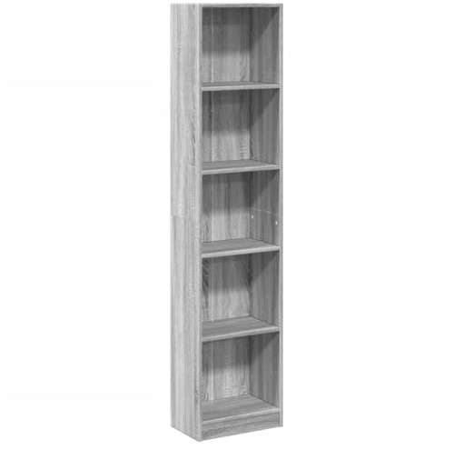 vidaXL Bücherregal, Bücherschrank Regal mit Stauraum, Standregal für Wohnzimmer Büro, Büroregal Aktenregal Aufbewahrungsregal, Grau Sonoma Holzwerkstoff