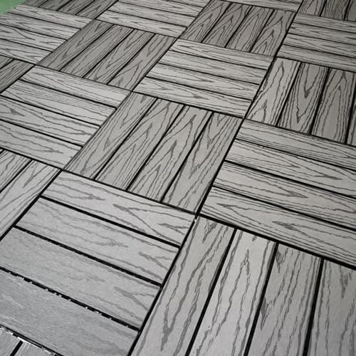 CucCe Balkonboden Ineinandergreifende Terrassendielen aus Holz und Kunststoff, Terrassendielen for Aufstecken, wasserfest, leicht zu reinigen, Terrassendielen aus Verbundholz und Kunststoff mit Holzma