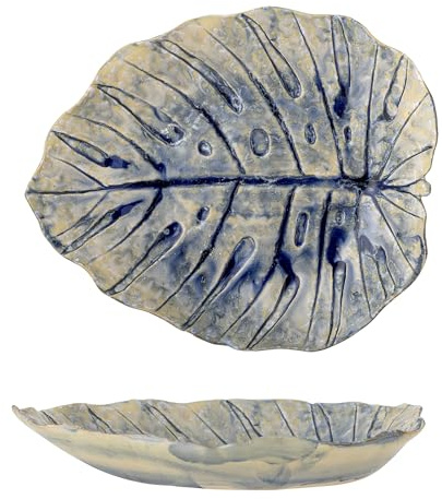 Bloomingville Creative Collection Rowan - Fuente para servir (cerámica, 32,5 x 4,5 x 26,5 cm), color azul