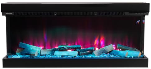 Warmiehomy Electric Fire 50inch/125cm Insert Media Wall Fireplace with APP & Remote Control, 12 LED Flame Effect & 12 Backlight Support, 7day Programmable