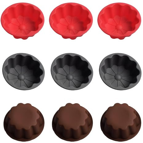 Xiuyer Moule Tartelette, 9 pièces Round Cake Molds Mini Quiche Moules Antiadhésif Baking Pans pour Tartelettes Gâteaux Gelée Flan, Moule Tartelett