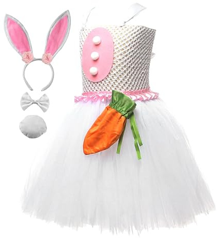 Tewzafiya Kanin tutu klänning, påskhare kostym | julbalettkjol med morotväska, rolig kanintu, cosplay kostym för semester av