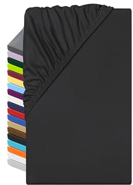npluseins Sabanas bajeras 90x190, 80-90 x 190 cm, Sabanas Microfibra Transpirable y Apta para alérgicos, Ajustable, 1519.2192 - Negro