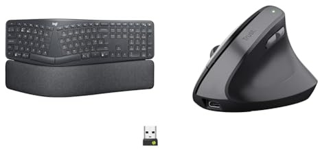 Logitech Ergo K860 for & Trust Yuno Souris Ergonomique sans Fil,