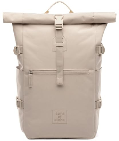 SONS OF ALOHA Rucksack KANE Roll-Top Kurierrucksack XL groß - PET recycelt, wasserabweisend - Wander-Rucksack Laptop-Fach 15 Zoll shell-beige