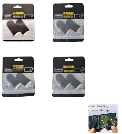 Manchons de doigts pour jeux mobiles, [4 paires de manchons de doigts respirants et résistants à la transpiration, visée de tir sensible à l'écran tactile - adaptés à PUBG et autres jeux