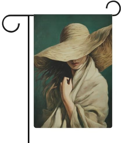 Große Gartenflagge für Damen, Strohhut, ästhetisch, saisonaler Urlaub, Jute, doppelseitig, 30,5 x 45,7 cm