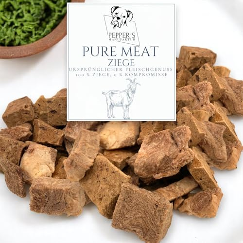Pure Meat Ziege von Pepper’s Manufaktur – 100 % Ziege, gefriergetrocknet – TrockenBARF- Monoprotein für Sensible Hunde – naturbelassen, ohne Zusätze, ideal bei Unverträglichk (500g)