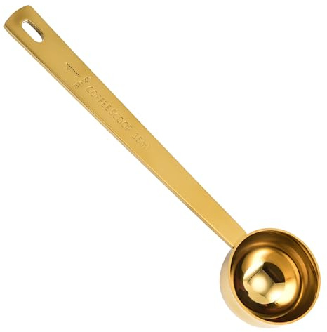 Verazquy Gold Finished Stainless Steel Measuring Coffee Scoop (15ml) –Tablespoon Coffee Scoop Long Handle Measuring Spoon Collagen Powder Espresso, Tea – Gold Stainless Steel Tablespoons