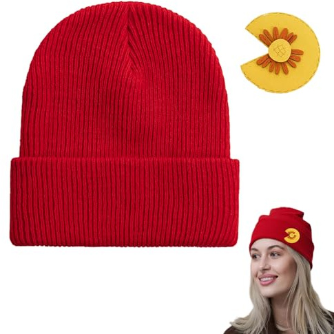 Beanie Mütze,Wintermütze,Fisherman Beanie,strickmützen,Klassisches Design,für Herren Damen Unisex,Rot