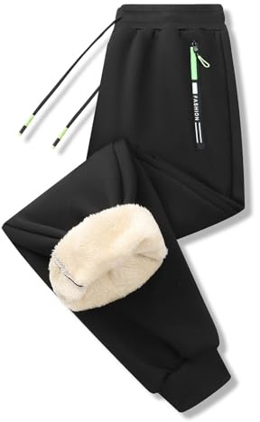 Pantalon Polaire Homme Jogging Baggy Hiver Chaud Pantalons de Sport Coton Sportwear Survêtement avec Poches Zippées Bas de Jogging Thermique Doublé Sherpa​