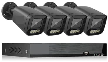 Di Telecamere Di Videosorveglianza A Livello Di Luce Nera 4K 8MP Kit Telecamere IP Di Sicurezza CCTV For Esterni Protezione Di Sicurezza Esterna(3T,8CH NVR and 4 Camera)
