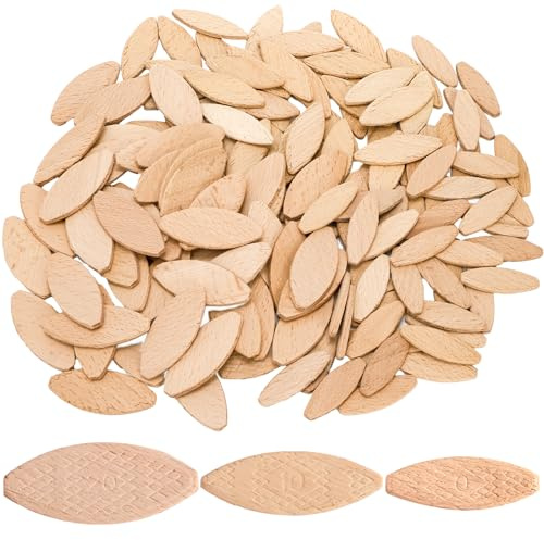 Hedume Set of 150 Beechwood Joiner Biscuits, Number 0, 10, 20 Wood Joining Woodworking Biscuits Assorted for Crafting Furniture Framing, Woodworking, Joinery
