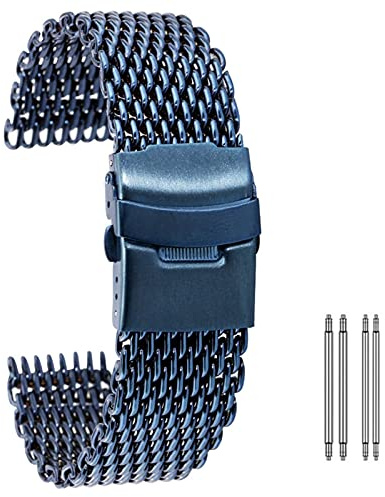 klockarmband, mesh premiumarmband i rostfritt stål 18/20/22/24 mm bytesarmband med vikarmband