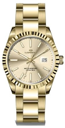 Lorenz Ginevra 28187GG - Orologio elegante da uomo - Orologio al quarzo con cassa e cinturino in acciaio laminato oro