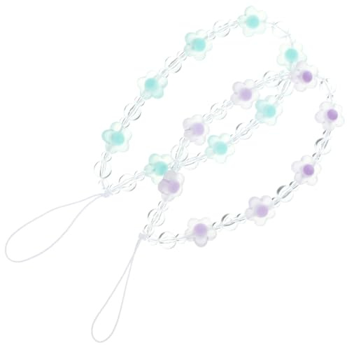 IWOWHERO Chaînes de Coques de Téléphone Anti-perte 2pcs en Plastique Pendentifs Fleur pour Clés de Voiture et Caméra, pour Jogging et Randonnée