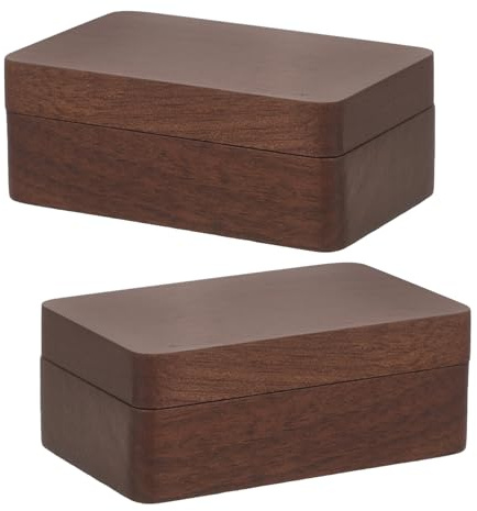 SOIMISS 2 Pezzi Scatola per Gemelli in Legno di Noce Rettangolare Custodia Piccola e Portatile per Gemelli e Fermacravatte con Chiusura Magnetica Organizer Raffinato per Gioielli Maschili