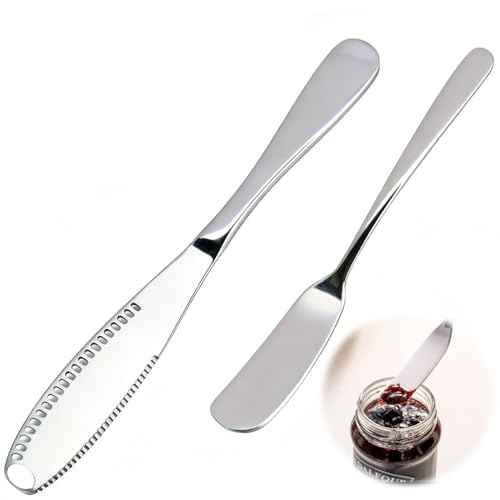 2 Pcs Butter Knife Spreader 3 In 1 Butter Spreading Tool, 2Styles with and Without Holes Spreaders Knives for Butter Cheese Jam, Cold Butter Curler, Kitchen Gadgets for Bread, Toast, Kitchen Daily Use