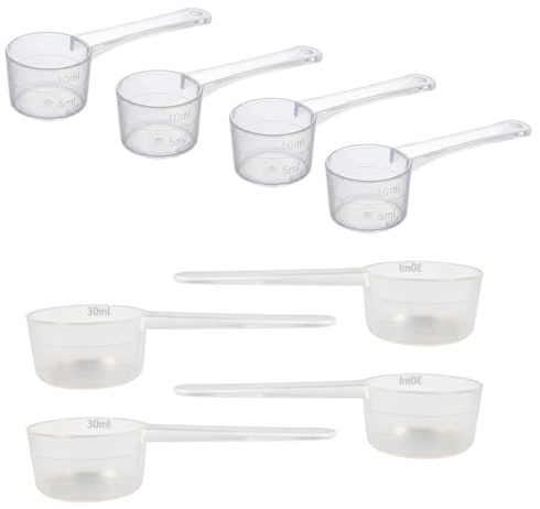 AVUELOI Cucchiai Dosatori Plastica, 8 pezzi, Plastica Trasparente Misurino Grammi con Scala, adatti per proteine ​​in polvere, creatina, prodotti da forno, cucina, caffè, detersivo, ecc