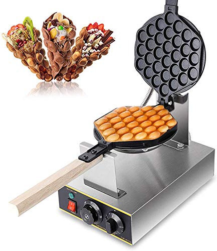 Bubble Waffle Maker 30Pcs Egg Waffle Maker Máquina Profesional Para Hacer Gofres De Burbujas Con Revestimiento Antiadherente De Acero Inoxidable, Protección Contra Sobrecalentamiento 220V 1300W