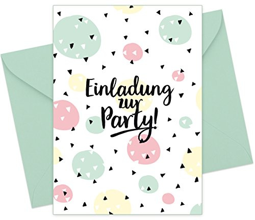 FRUITPRINTS 15er Set Einladungskarten & Umschläge, Konfetti, Einladung Teenager Kindergeburstag, Format A6 (15er Set)