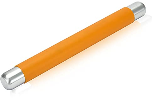 Remeel Edelstahl Nudelholz - Metall Teigroller Mit Silikon Abdeckung, Anti-Rost Backrolle Mit Nicht Klebender Oberfläche (Maße: Ø 3.8 x 35 cm)