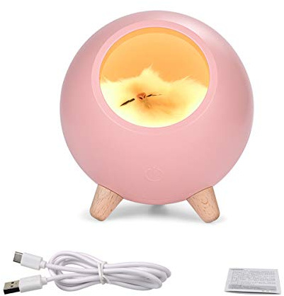 Felenny Lámpara USB de Carga con Forma de Casa de Gato - Luz de Noche y Mesa para Dormitorio - Lindo Diseño para Bebés, Niños y Niñas
