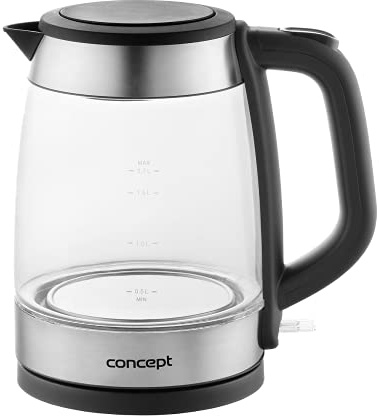 CONCEPT Hausgeräte RK4150 Glass Kettle with Removable Limescale Filter 1.7 L 2200 W Stainless Steel/Glass