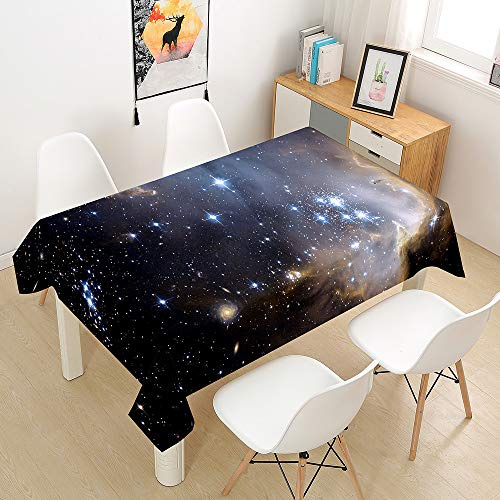 Hearda Tischdecke Abwaschbar Rechteckig, 3D-Astronomie-Druck Polyester Tischdecken Wasserdicht Pflegeleicht Tischtuch für Küche Party Outdoor Garten Restaurant (Universum Sternenhimmel,140x180cm)