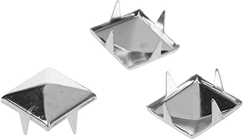 CENPEK Pendientes de cabeza de clavo en forma de pirámide cuadrados de metal remaches de cuero para artesanía en cuero, manualidades, ropa, bolsos, adornos de bolsos (10 mm, plata, 200 unidades)