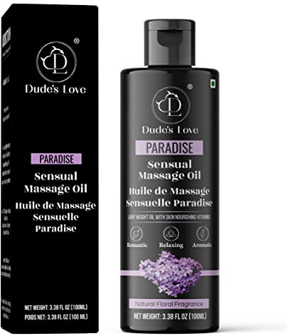 Dude's Love - Huile de massage comestible florale pour le corps à la lavande – Relaxante, apaisante et sans taches | Huile d'aromathérapie non collante à l'huile essentielle de fleur d'oranger