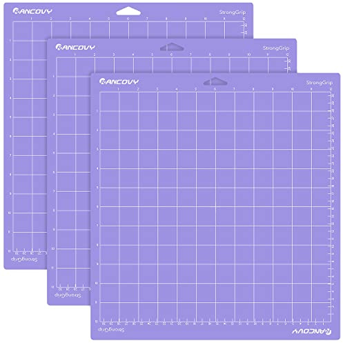RANCOVY Alfombrilla de corte para Cricut Maker 3/Maker/Explore 3/Air 2/Air/One fuerte agarre para Cricut - Alfombrilla de corte adhesiva de 12 x 12 pulgadas, color morado, paquete de 3